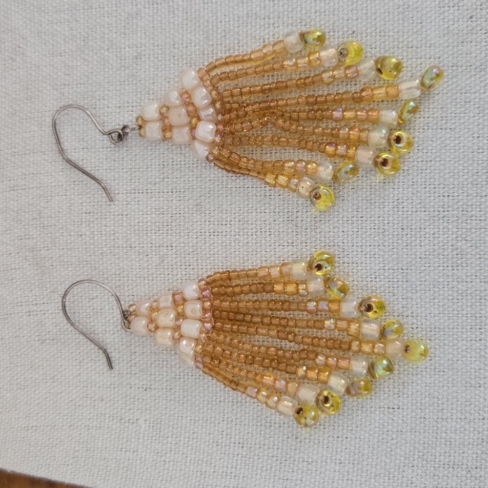 Glass Bead Sterling Silver Wire Dangle Earrings